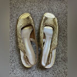 Bruno Magli Gold Sandals with Textured Weave